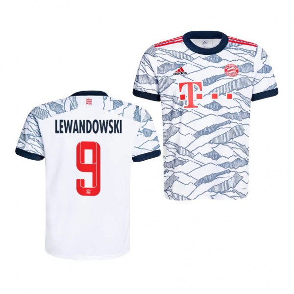 Youth Robert Lewandowski Jersey Bayern Munich 2021-22 White Third Replica