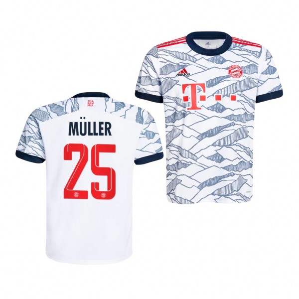 Youth Thomas Muller Jersey Bayern Munich 2021-22 White Third Replica