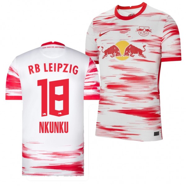 Men's Christopher Nkunku RB Leipzig 2021-22 Home Jersey Red Replica