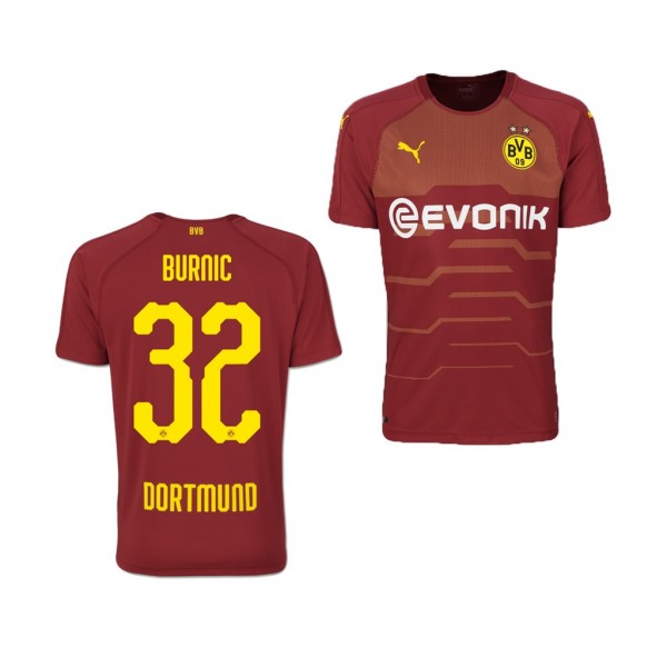 Men's Third Borussia Dortmund Dzenis Burnic Jersey Maroon