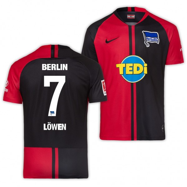 Men's Hertha BSC Berlin Eduard Lowen Away Jersey 19-20 Red Black