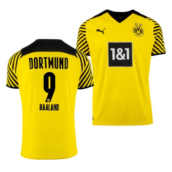 Men's Erling Haaland Borussia Dortmund 2021-22 Home Jersey Yellow Replica