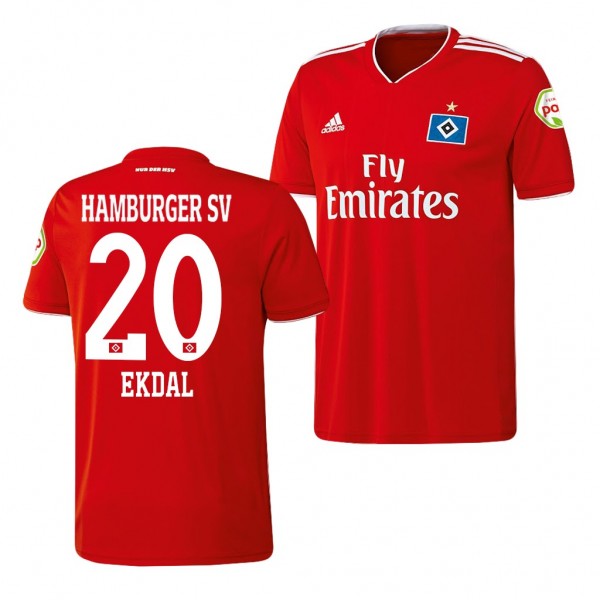 Men's Hamburger SV Albin Ekdal Away Red Jersey