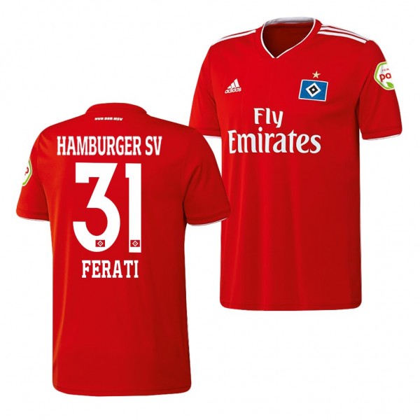 Men's Hamburger SV Arianit Ferati Away Red Jersey