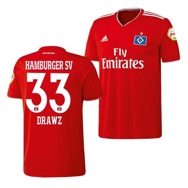 Men's Hamburger SV Marco Drawz Away Red Jersey