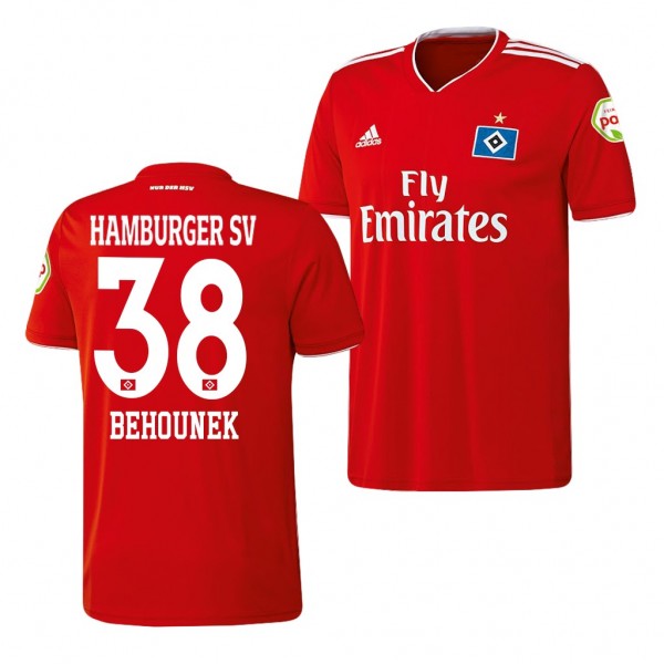 Men's Hamburger SV Jonas Behounek Away Red Jersey