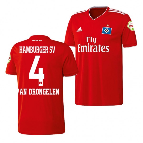 Men's Hamburger SV Rick Van Drongelen Away Red Jersey