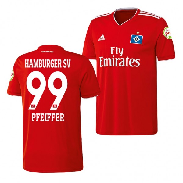 Men's Hamburger SV Patric Pfeiffer Away Red Jersey