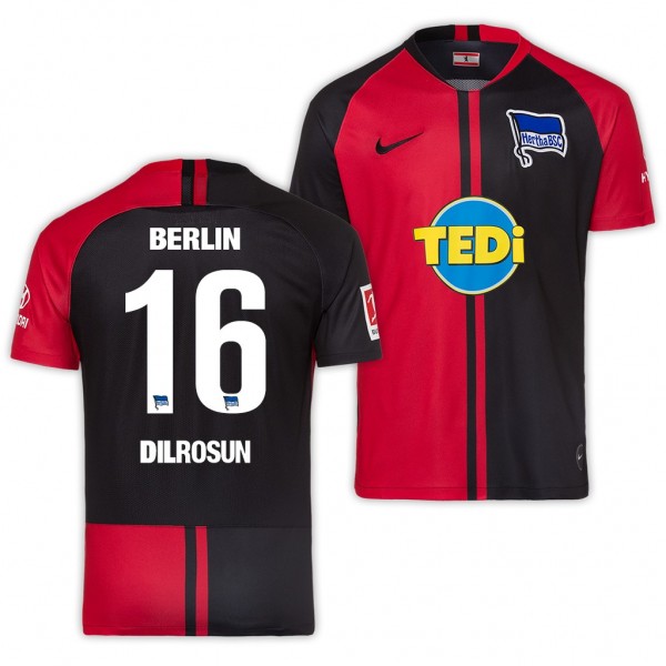 Men's Hertha BSC Berlin Javairo Dilrosun Away Jersey 19-20 Red Black