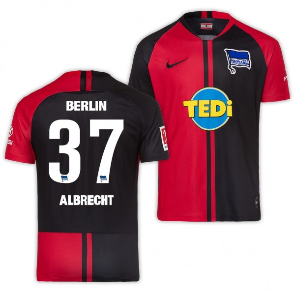 Men's Hertha BSC Berlin Julian Albrecht Away Jersey 19-20 Red Black