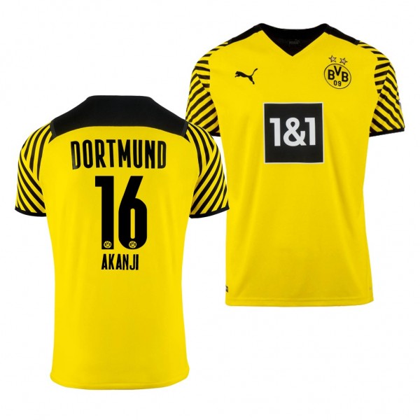 Men's Manuel Akanji Borussia Dortmund 2021-22 Home Jersey Yellow Replica
