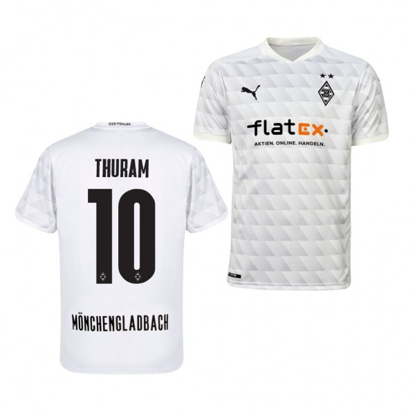 Men's Marcus Thuram Borussia Monchengladbach Home Jersey White 2020-21 Replica