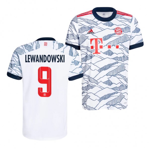 Men's Robert Lewandowski Bayern Munich 2021-22 Third Jersey White Replica