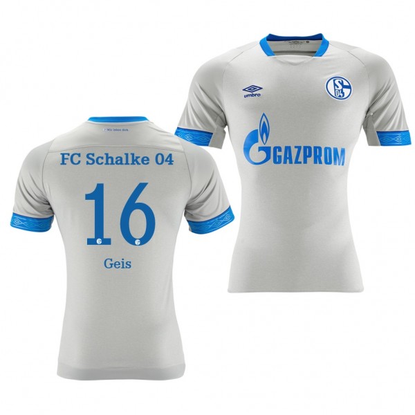 Men's Schalke 04 Johannes Geis Away Light Grey Jersey