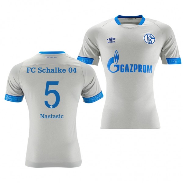 Men's Schalke 04 Matija Nastasic Away Light Grey Jersey