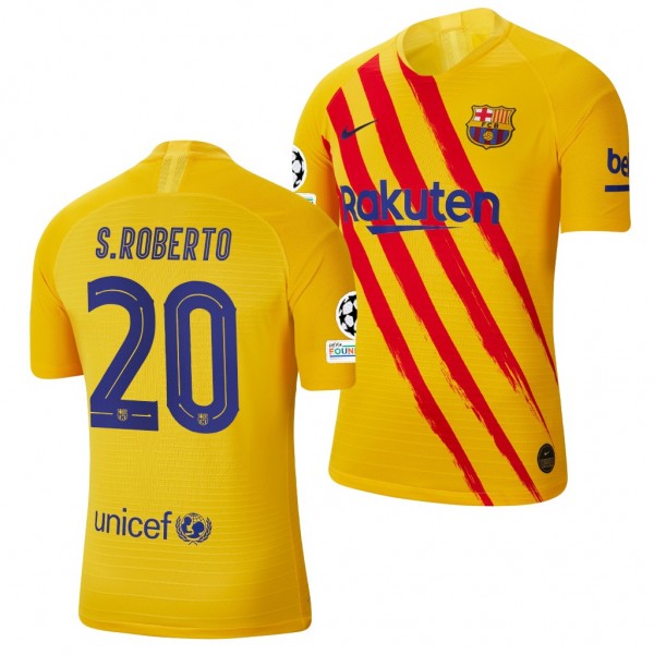 Men's Sergi Roberto Barcelona Champions League Jersey Yellow Fourth
