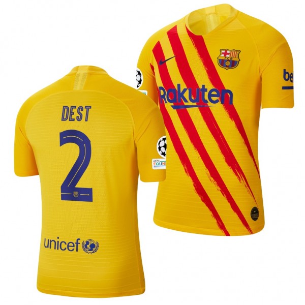 Men's Sergino Dest Barcelona Champions League Jersey Yellow Fourth