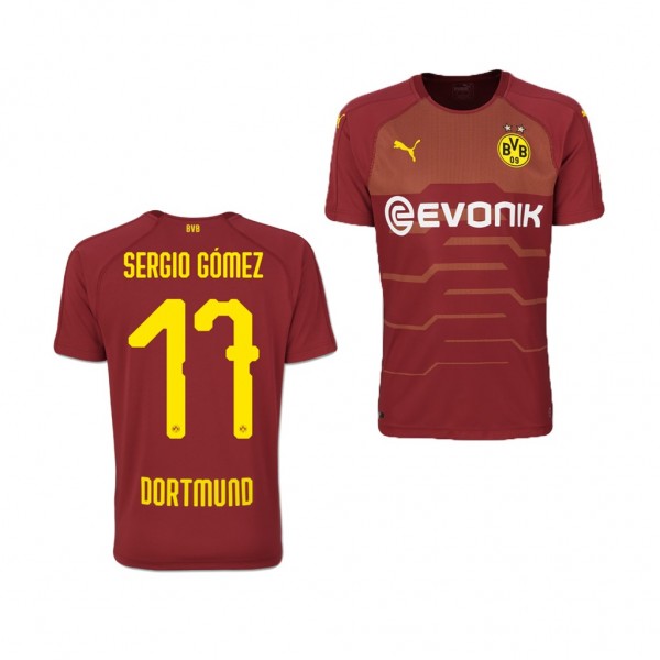 Men's Third Borussia Dortmund Sergio Gomez Jersey Maroon