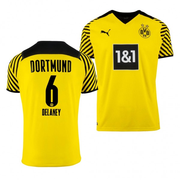 Men's Thomas Delaney Borussia Dortmund 2021-22 Home Jersey Yellow Replica