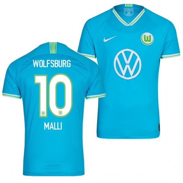 Men's VfL Wolfsburg Yunus Malli Away Jersey 19-20 Blue