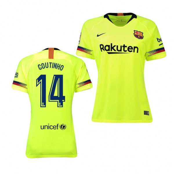 Women's Barcelona Philippe Coutinho Replica Yellow Jersey
