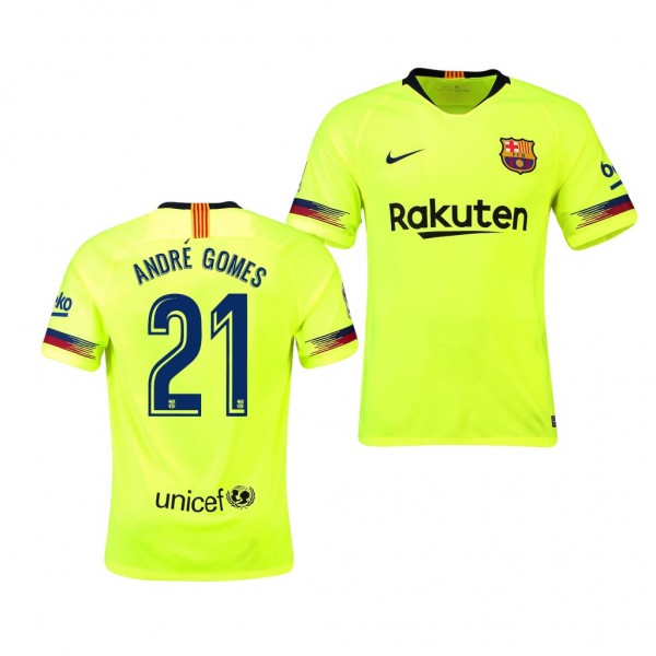 Men's Barcelona Andre Gomes Away Yellow Jersey