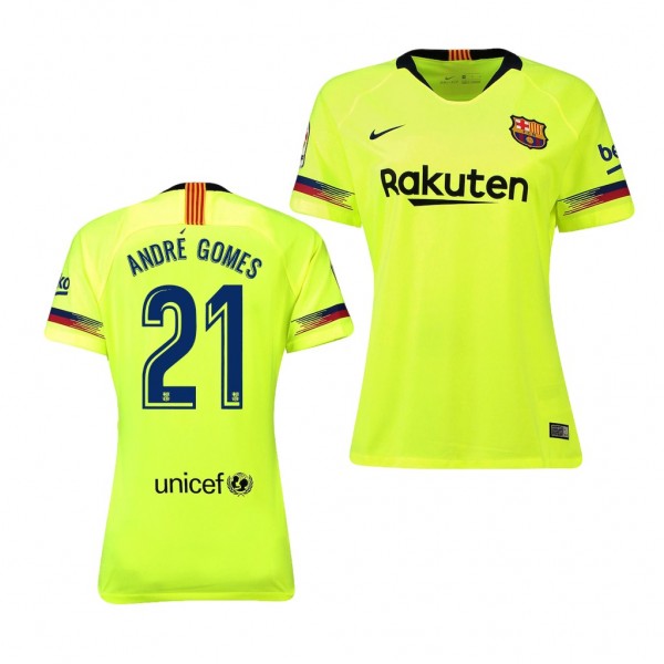 Women's Barcelona Andre Gomes Replica Yellow Jersey