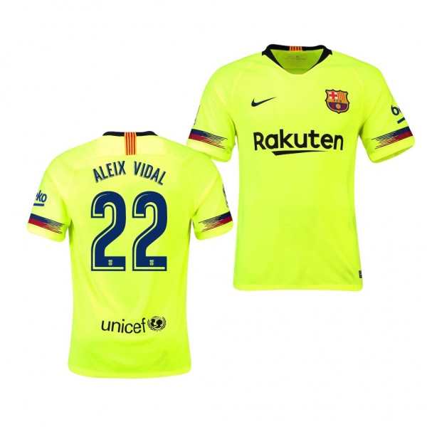 Men's Barcelona Aleix Vidal Away Yellow Jersey