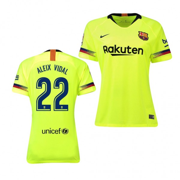 Women's Barcelona Aleix Vidal Away Yellow Jersey