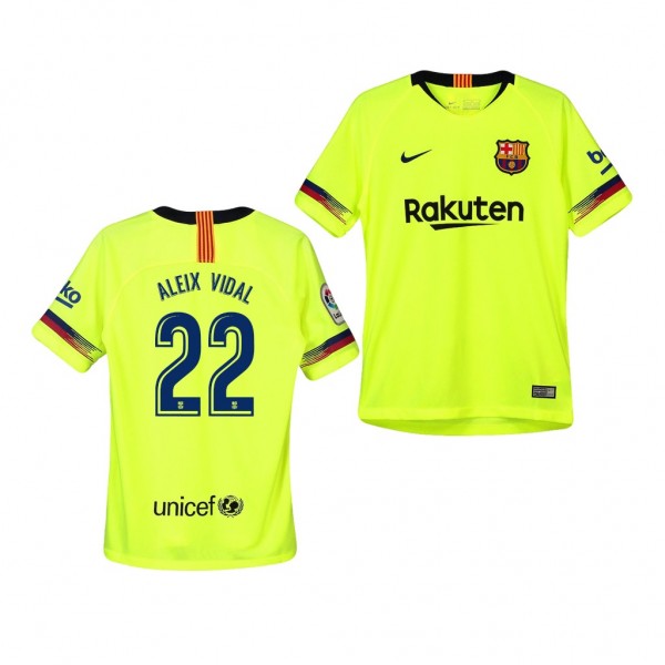 Youth Barcelona Aleix Vidal Away Yellow Jersey