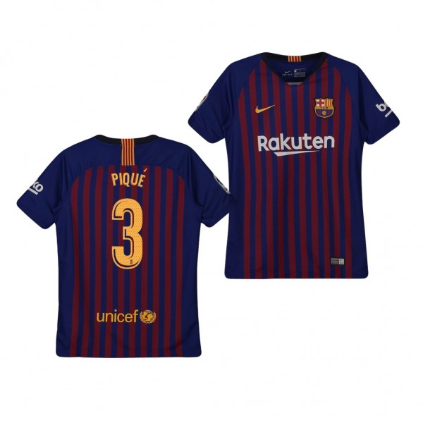 Youth Barcelona Gerard Pique Home Blue Jersey