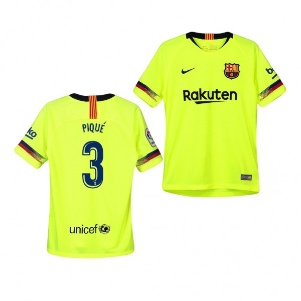 Youth Barcelona Gerard Pique Away Yellow Jersey