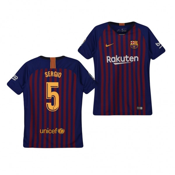 Youth Barcelona Sergio Busquets Home Blue Jersey