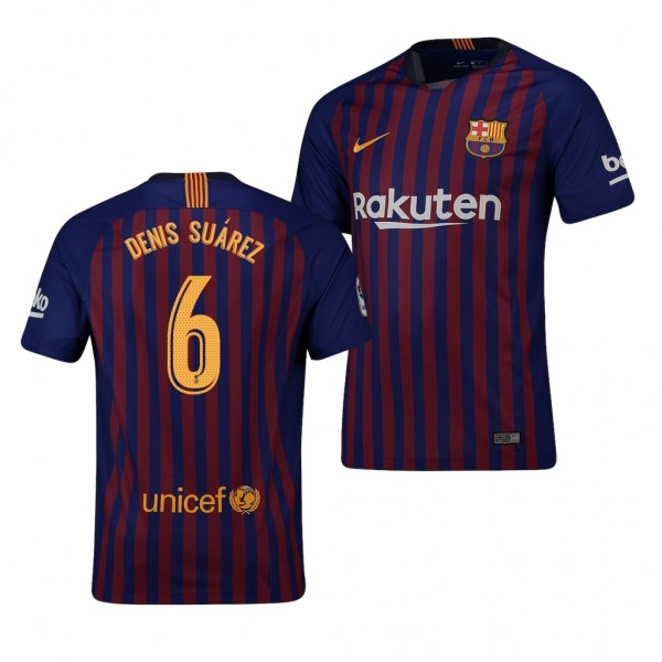 Men's Barcelona Denis Suarez Home Blue Jersey