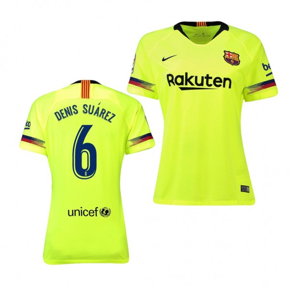 Women's Barcelona Denis Suarez Replica Yellow Jersey