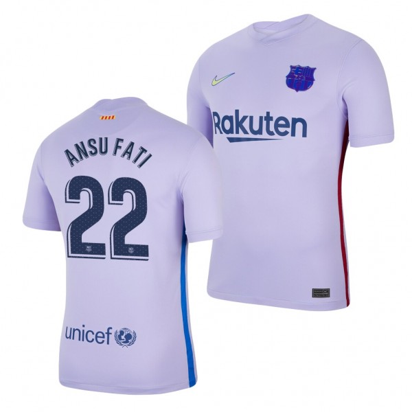 Men's Ansu Fati Barcelona 2021-22 Away Jersey Purple Replica