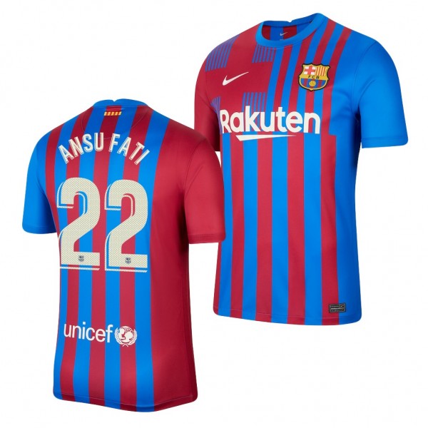 Men's Ansu Fati Barcelona 2021-22 Home Jersey Blue Replica