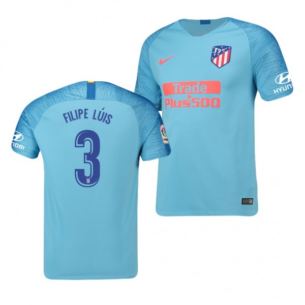 Men's Atletico De Madrid Filipe Luis Away Light Blue Jersey