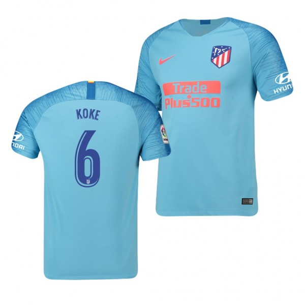 Men's Atletico De Madrid Koke Away Light Blue Jersey