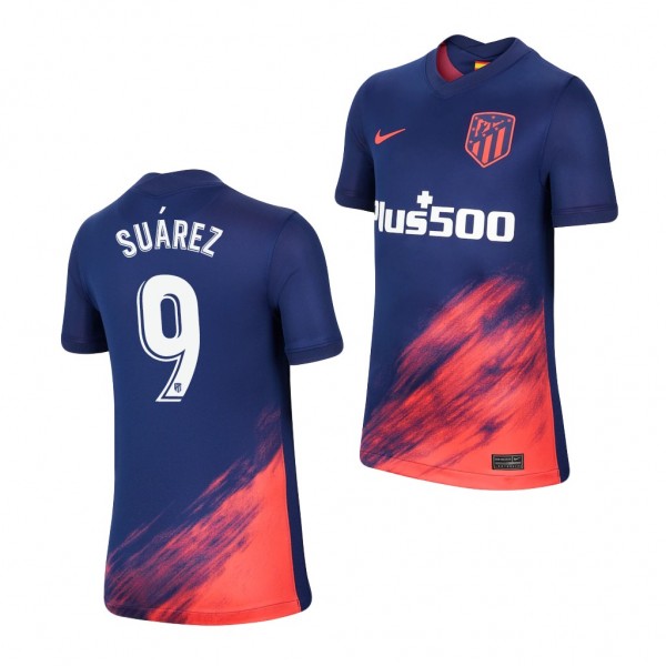 Youth Luis Suarez Jersey Atletico De Madrid 2021-22 Blue Away Replica