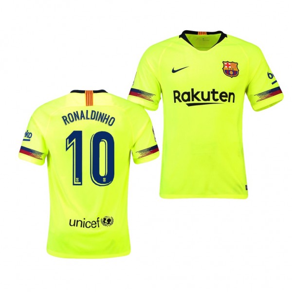 Men's Barcelona Ronaldinho Away Yellow Jersey