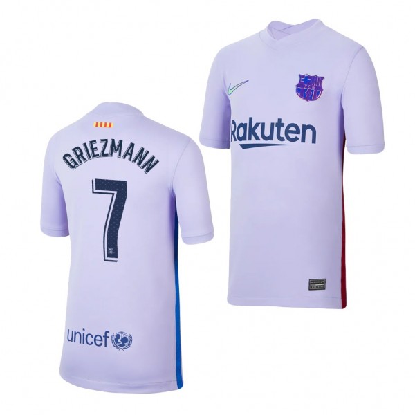 Youth Antoine Griezmann Jersey Barcelona 2021-22 Purple Away Replica