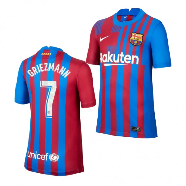 Youth Antoine Griezmann Jersey Barcelona 2021-22 Blue Home Replica