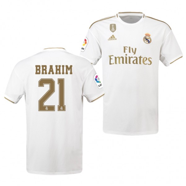 Men's Real Madrid Brahim Diaz 19-20 Home White Jersey Business