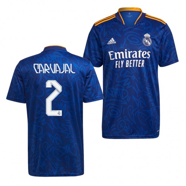 Men's Dani Carvajal Real Madrid 2021-22 Away Jersey Blue Replica