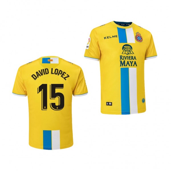 Men's Third RCD Espanyol David Lopez Jersey Yellow