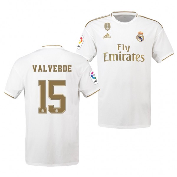 Men's Real Madrid Fede Valverde 19-20 Home White Jersey Business