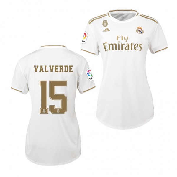 Men's Real Madrid Fede Valverde 19-20 Home White Jersey Cheap