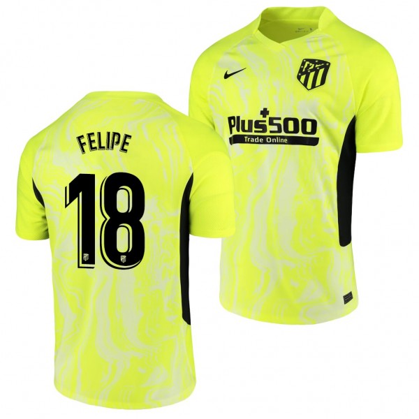 Men's Felipe Atletico De Madrid Third Jersey Yellow 2020-21 Replica