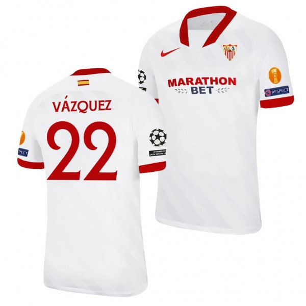 Men's Franco Vazquez Sevilla 2020 UEFA Super Cup Jersey White 2020-21 Replica